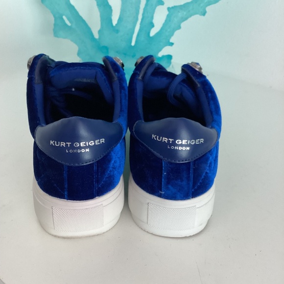 Womens Kurt Geiger London Liviah sneakers blue velevet crystal embellished Sz 6 - Picture 6 of 8